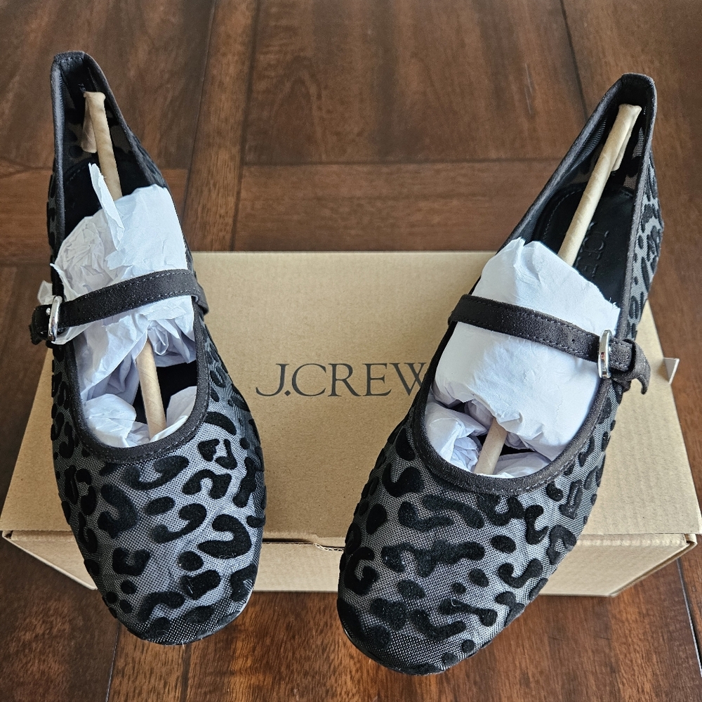 J.Crew Leopard Mesh Mary Jane Flats, 9, Black - Picture 6 of 11